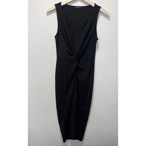 Love J Women's Size L Black Bodycon Fitted Midi‎ Sleeveless Dress